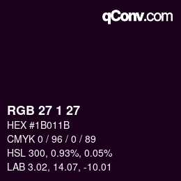 Color code: RGB 27 1 27 | qconv.com