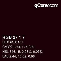 Color code: RGB 27 1 7 | qconv.com