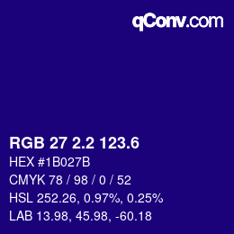 カラーコード: RGB 27 2.2 123.6 | qconv.com