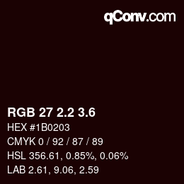 カラーコード: RGB 27 2.2 3.6 | qconv.com