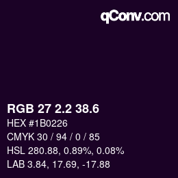カラーコード: RGB 27 2.2 38.6 | qconv.com
