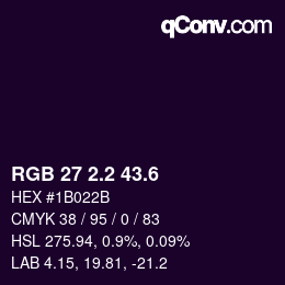 カラーコード: RGB 27 2.2 43.6 | qconv.com