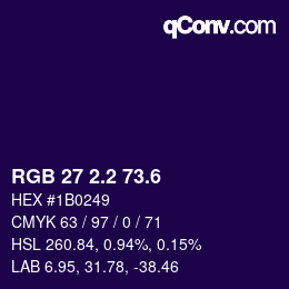 カラーコード: RGB 27 2.2 73.6 | qconv.com