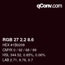 カラーコード: RGB 27 2.2 8.6 | qconv.com