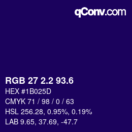 カラーコード: RGB 27 2.2 93.6 | qconv.com
