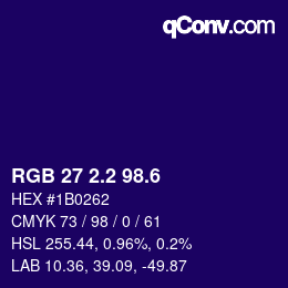 カラーコード: RGB 27 2.2 98.6 | qconv.com