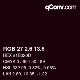カラーコード: RGB 27 2.6 13.6 | qconv.com