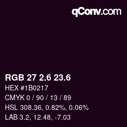 カラーコード: RGB 27 2.6 23.6 | qconv.com