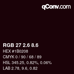 カラーコード: RGB 27 2.6 8.6 | qconv.com