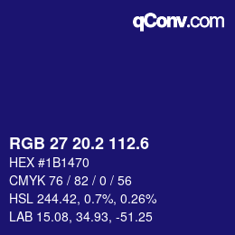カラーコード: RGB 27 20.2 112.6 | qconv.com