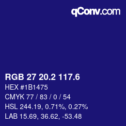 カラーコード: RGB 27 20.2 117.6 | qconv.com