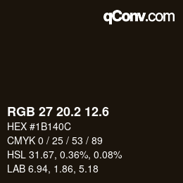 カラーコード: RGB 27 20.2 12.6 | qconv.com