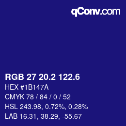 カラーコード: RGB 27 20.2 122.6 | qconv.com