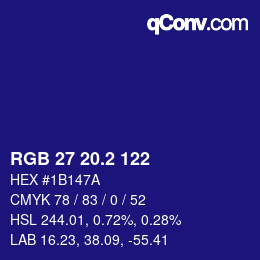 カラーコード: RGB 27 20.2 122 | qconv.com