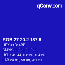 カラーコード: RGB 27 20.2 187.6 | qconv.com