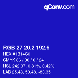 カラーコード: RGB 27 20.2 192.6 | qconv.com