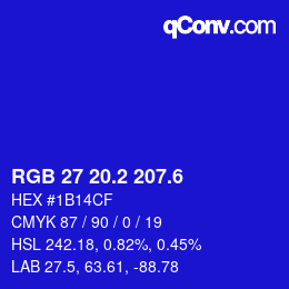 カラーコード: RGB 27 20.2 207.6 | qconv.com
