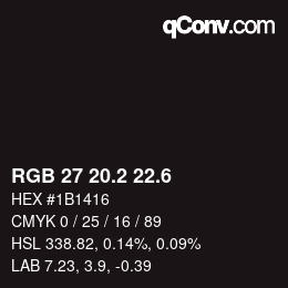 カラーコード: RGB 27 20.2 22.6 | qconv.com