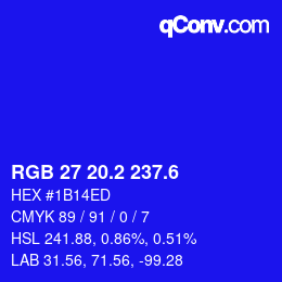 カラーコード: RGB 27 20.2 237.6 | qconv.com