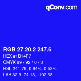 カラーコード: RGB 27 20.2 247.6 | qconv.com