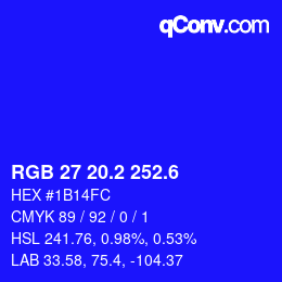 カラーコード: RGB 27 20.2 252.6 | qconv.com