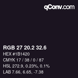 カラーコード: RGB 27 20.2 32.6 | qconv.com