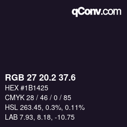 カラーコード: RGB 27 20.2 37.6 | qconv.com