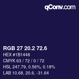 カラーコード: RGB 27 20.2 72.6 | qconv.com