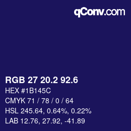 カラーコード: RGB 27 20.2 92.6 | qconv.com