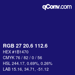 カラーコード: RGB 27 20.6 112.6 | qconv.com