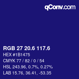 カラーコード: RGB 27 20.6 117.6 | qconv.com