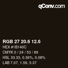 カラーコード: RGB 27 20.6 12.6 | qconv.com