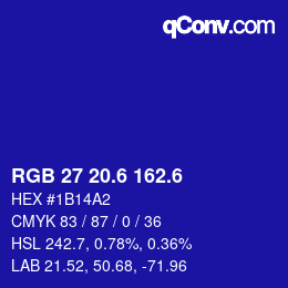 カラーコード: RGB 27 20.6 162.6 | qconv.com