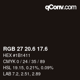 カラーコード: RGB 27 20.6 17.6 | qconv.com