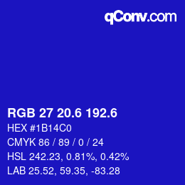 カラーコード: RGB 27 20.6 192.6 | qconv.com
