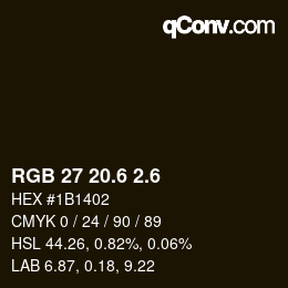 カラーコード: RGB 27 20.6 2.6 | qconv.com