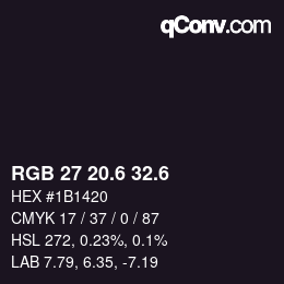 カラーコード: RGB 27 20.6 32.6 | qconv.com