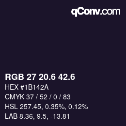 カラーコード: RGB 27 20.6 42.6 | qconv.com