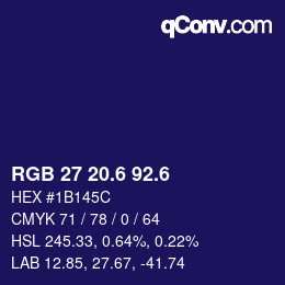 カラーコード: RGB 27 20.6 92.6 | qconv.com
