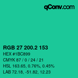 カラーコード: RGB 27 200.2 153 | qconv.com