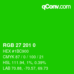 Color code: RGB 27 201 0 | qconv.com