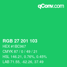 Color code: RGB 27 201 103 | qconv.com