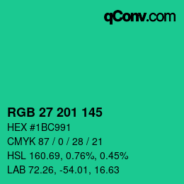 Color code: RGB 27 201 145 | qconv.com