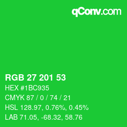 Color code: RGB 27 201 53 | qconv.com