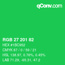 Color code: RGB 27 201 82 | qconv.com