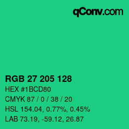 Color code: RGB 27 205 128 | qconv.com