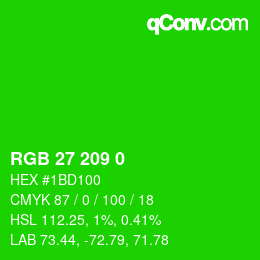 カラーコード: RGB 27 209 0 | qconv.com