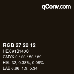 Color code: RGB 27 20 12 | qconv.com