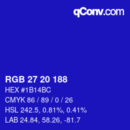Color code: RGB 27 20 188 | qconv.com