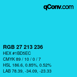 颜色代码: RGB 27 213 236 | qconv.com